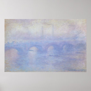 Póster Puente Waterloo, efecto húmedo de Claude Monet