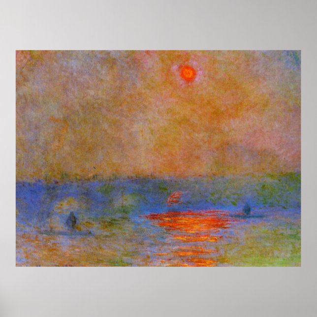 Póster Puente Waterloo, luz solar en la niebla, (Frente)