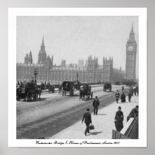 Póster Puente Westminster y Cámaras del Parlamento, 1901