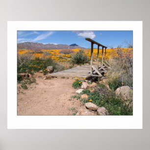 Póster Puente y amapolas del pie