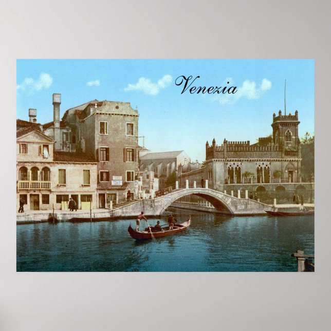Póster Puente y canal en Venecia (1900) (Frente)
