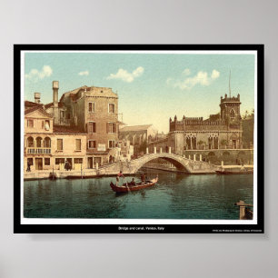 Póster Puente y canal, Venecia, Italia