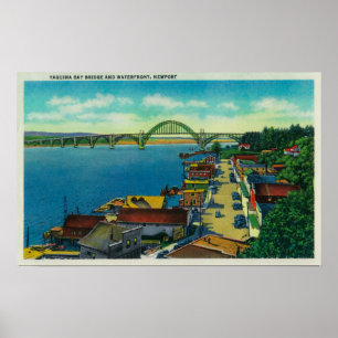 Póster Puente y costa Newport de la bahía de Yaquina, O