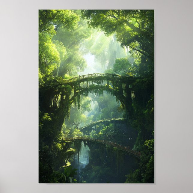 Póster Puentes del cañón esmeralda - Fantas de los bosque (Frente)