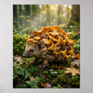 Póster Puercoespín Hongo Rebozuelo