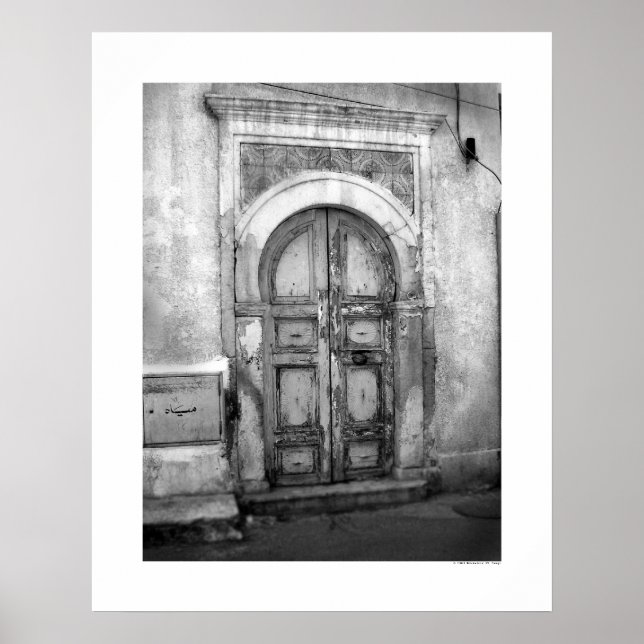 Póster Puerta Antigua en Trípoli (B&W) (Frente)