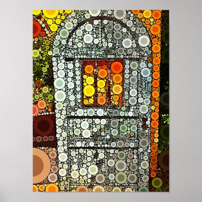 Póster Puerta Azul Guay Patio Suroeste Puerta de Madera (Frente)