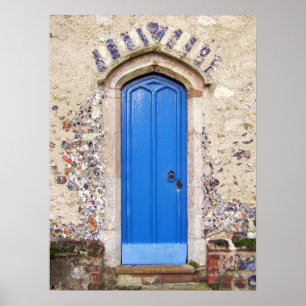 Póster Puerta azul vieja
