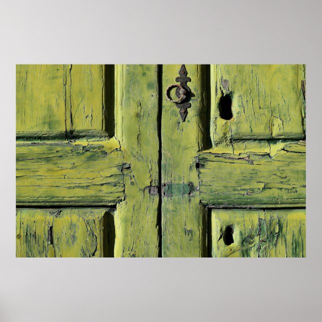 Póster Puerta de 2 paneles de madera marrón cerrada (Frente)