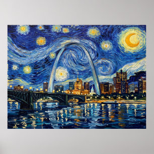 Póster Puerta de Arco Línea del cielo estrellado