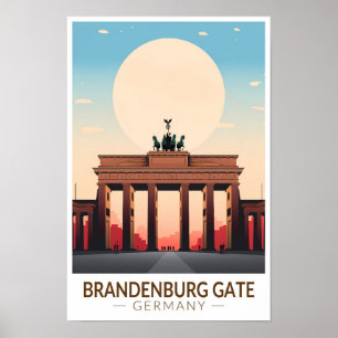 Póster Puerta de Brandeburgo Alemania Viaje al Vintage
