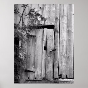 Póster Puerta de Granero con Árbol