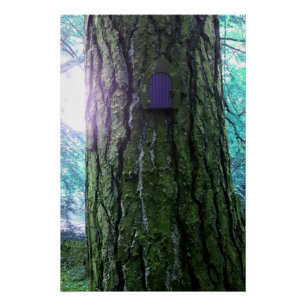 Póster Puerta de hadas en el árbol