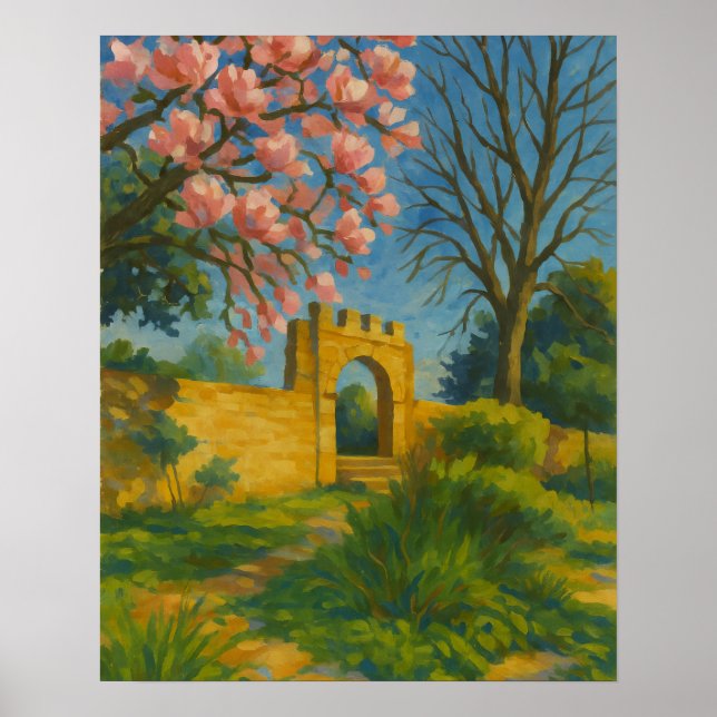 Póster Puerta de la Blossom - Pintura de jardín encantada (Frente)