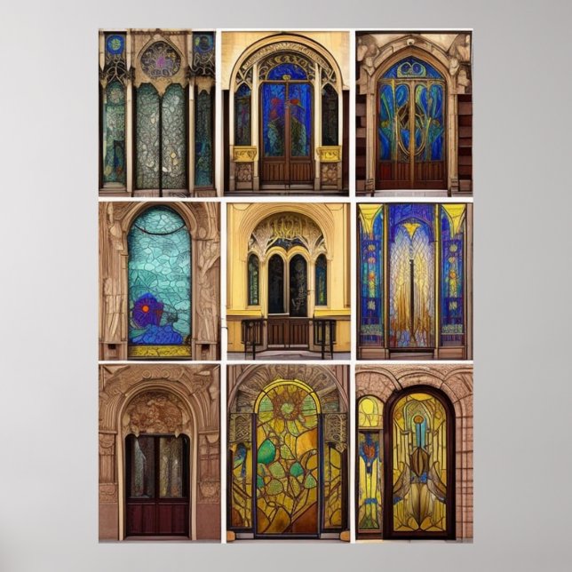 Póster Puerta de la calle Art Nouveau del Edificio de Vid (Frente)