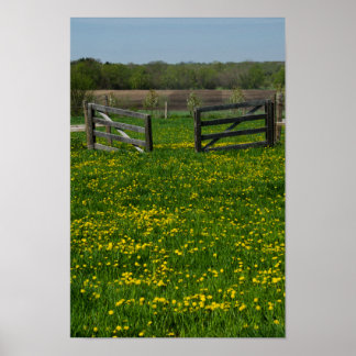 Póster Puerta de la granja de madera