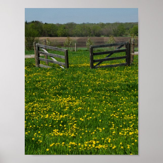 Póster Puerta de la granja de madera (Frente)