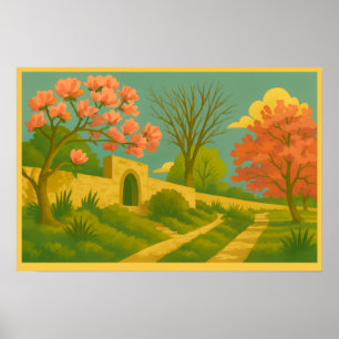 Póster Puerta de la Pared - Pintura estilizada de sendero