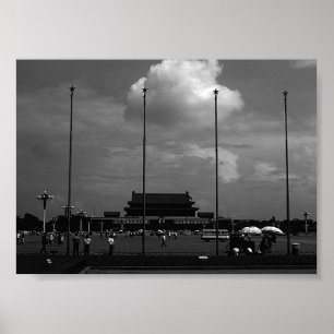 Póster Puerta de la plaza de Tiananmen en la calle de Pek