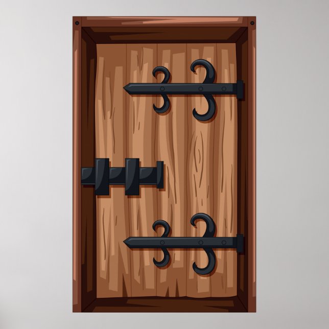 Póster Puerta de madera medieval (Frente)