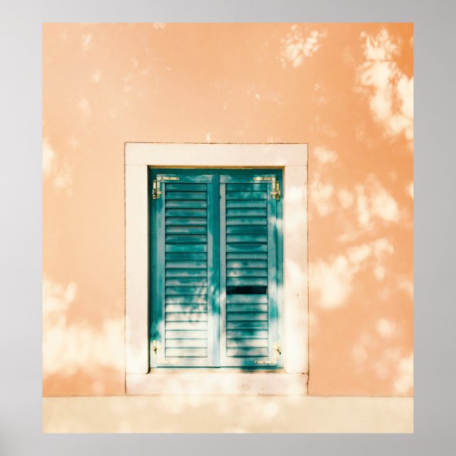 Póster Puerta de madera verde cerrada (Frente)