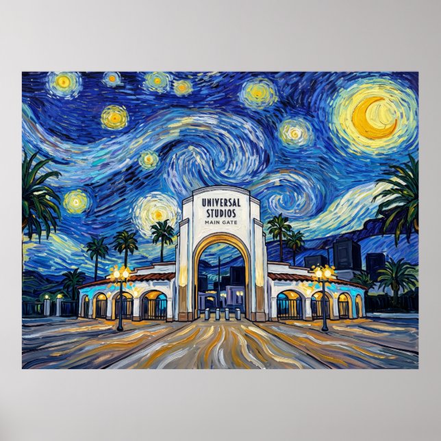 Póster Puerta de Universal Studios Noche estrellada Histó (Frente)