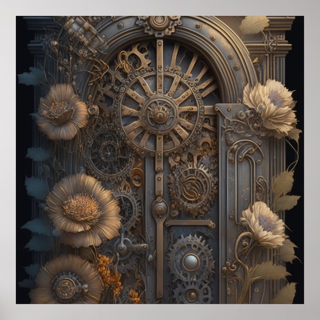 Póster Puerta de vapor con flores (Frente)