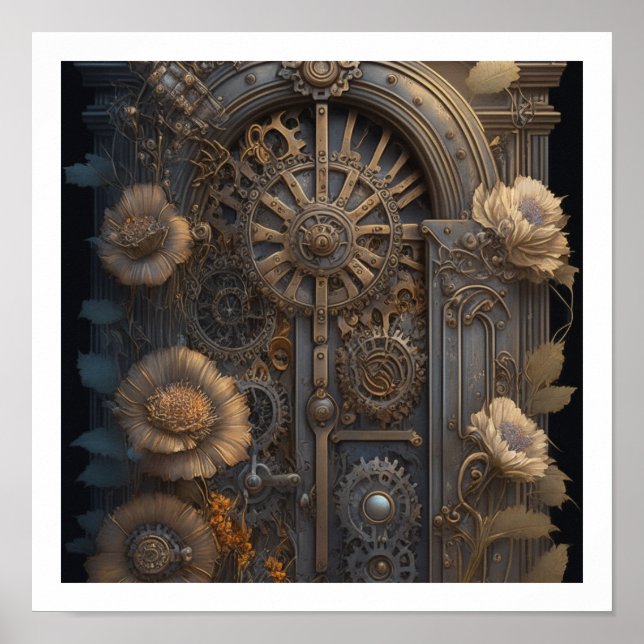 Póster Puerta de vapor con flores (Frente)