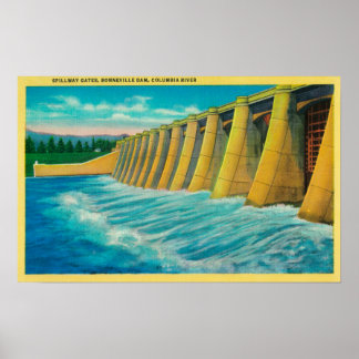 Póster Puerta de vertido en la presa de Bonneville