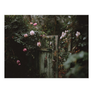 Póster Puerta del Jardín Secreto Floral Oscuro