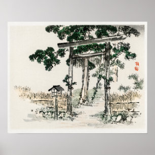 Póster Puerta del santuario de Kōno Bairei (1844-1895)