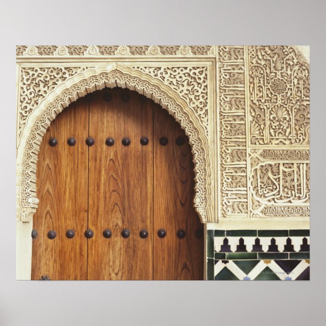 Póster Puerta en el palacio de la Alhambra en Granada, Es (Frente)