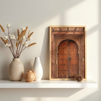 Póster Puerta Marroquí de Terracota de Aldea Bereber Rúst