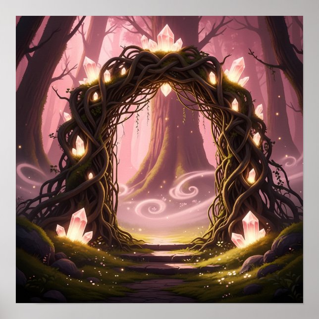 Póster Puerta Mística de la Luz del Bosque Encantado (Frente)