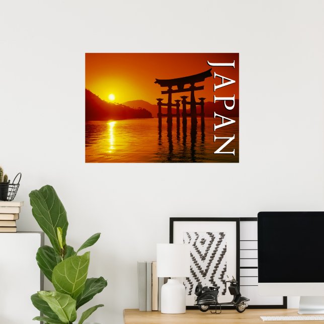 Póster Puerta O-Torii, santuario de Itsukushima | Miyajim (Oficina en casa)