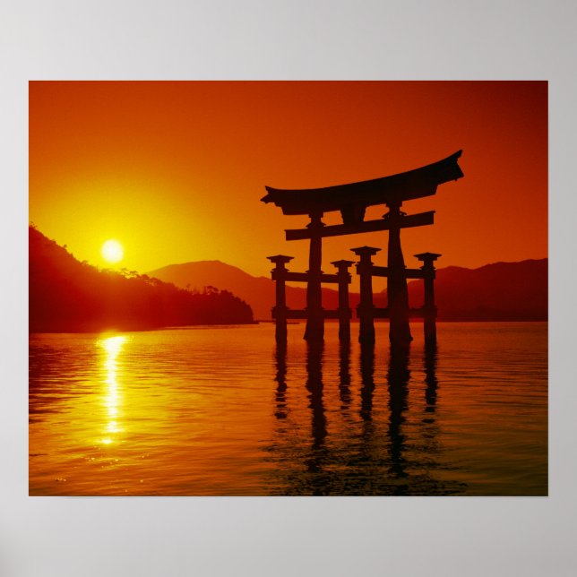 Póster Puerta O-Torii, santuario Itsukushima, Miyajima, (Frente)