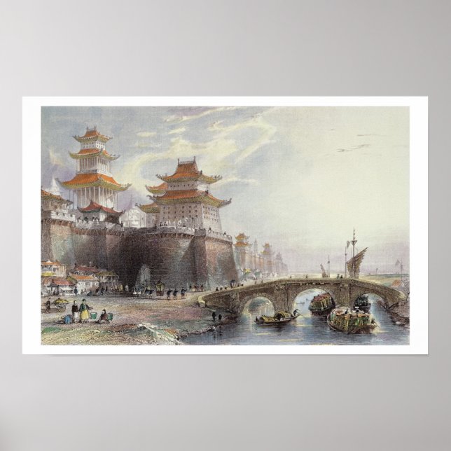 Póster Puerta Occidental de Peking, c.1850 (color litho) (Frente)