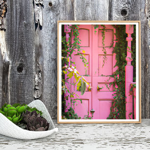 Póster Puerta rosa con vides