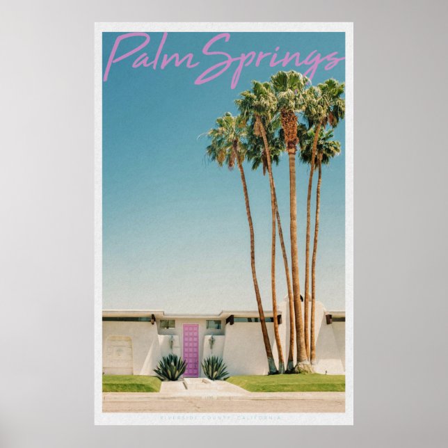 Póster Puerta rosa Retro Palm Springs (Frente)