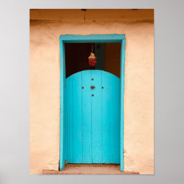 Póster Puerta Turquesa Santa Fe Red Chili Ristras NM