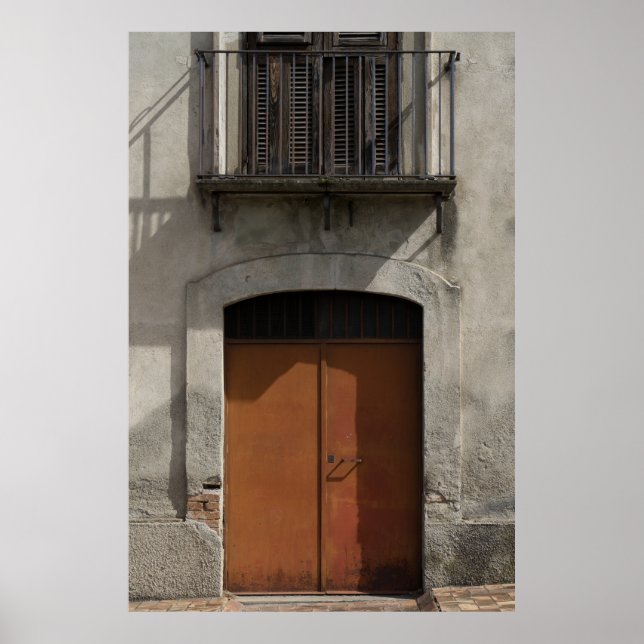 Póster Puerta y Balcón Antiguos - Arquitectura Rústica It (Frente)