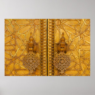 Póster Puertas afiligranadas complejas del palacio de Fes