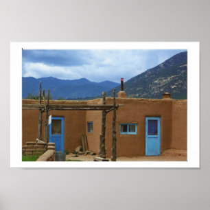 Póster Puertas azules del pueblo 2 de Taos