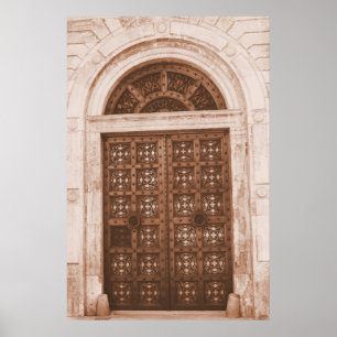 Póster Puertas de madera en el casco antiguo de Barcelona