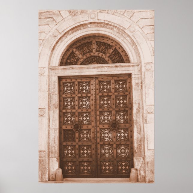 Póster Puertas de madera en el casco antiguo de Barcelona (Frente)