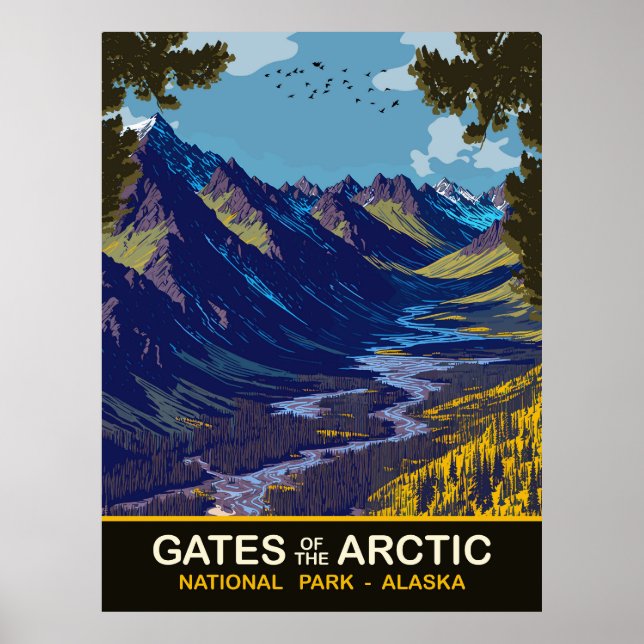 Póster Puertas del Ártico, Alaska, Viajes (Frente)