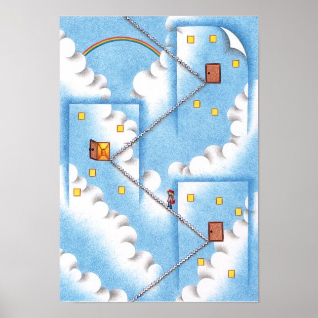 Póster Puertas y escaleras en el aire. (Frente)