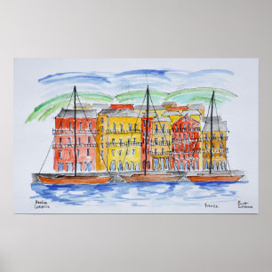 Póster Puerto, Bastia Córcega, Francia