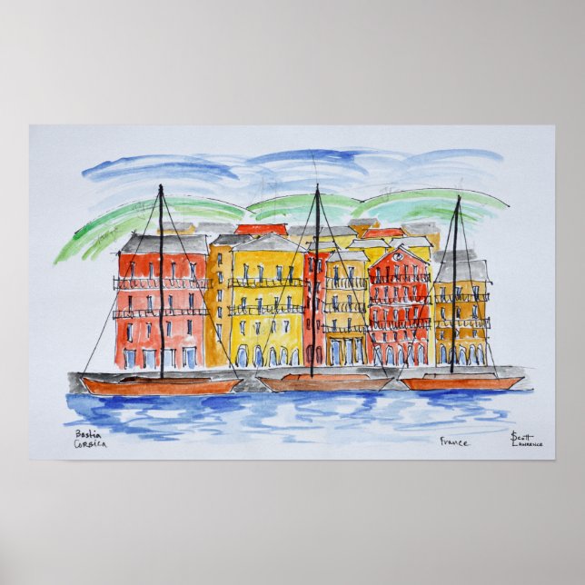 Póster Puerto, Bastia | Córcega, Francia (Frente)