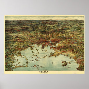 Póster Puerto Birdseye de Boston